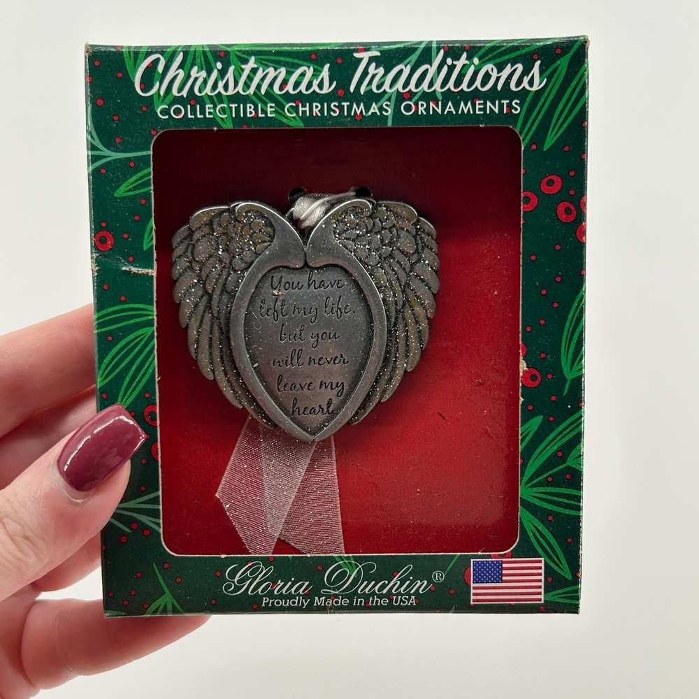 Gloria Duchin Angel Wings Heart Memorial Christmas Ornament NIB Festive Sympathy